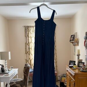 Billabong Navy Blue Cropped Jumpsuit